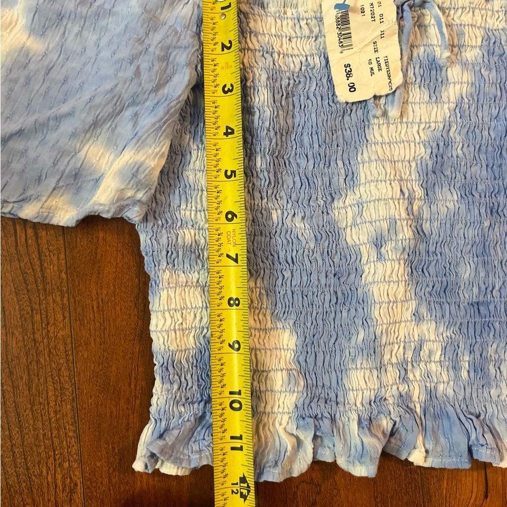 Emory Park NWT tube top top on/off shoulder sleeves blue/white elastic,stretch L - Picture 14 of 16